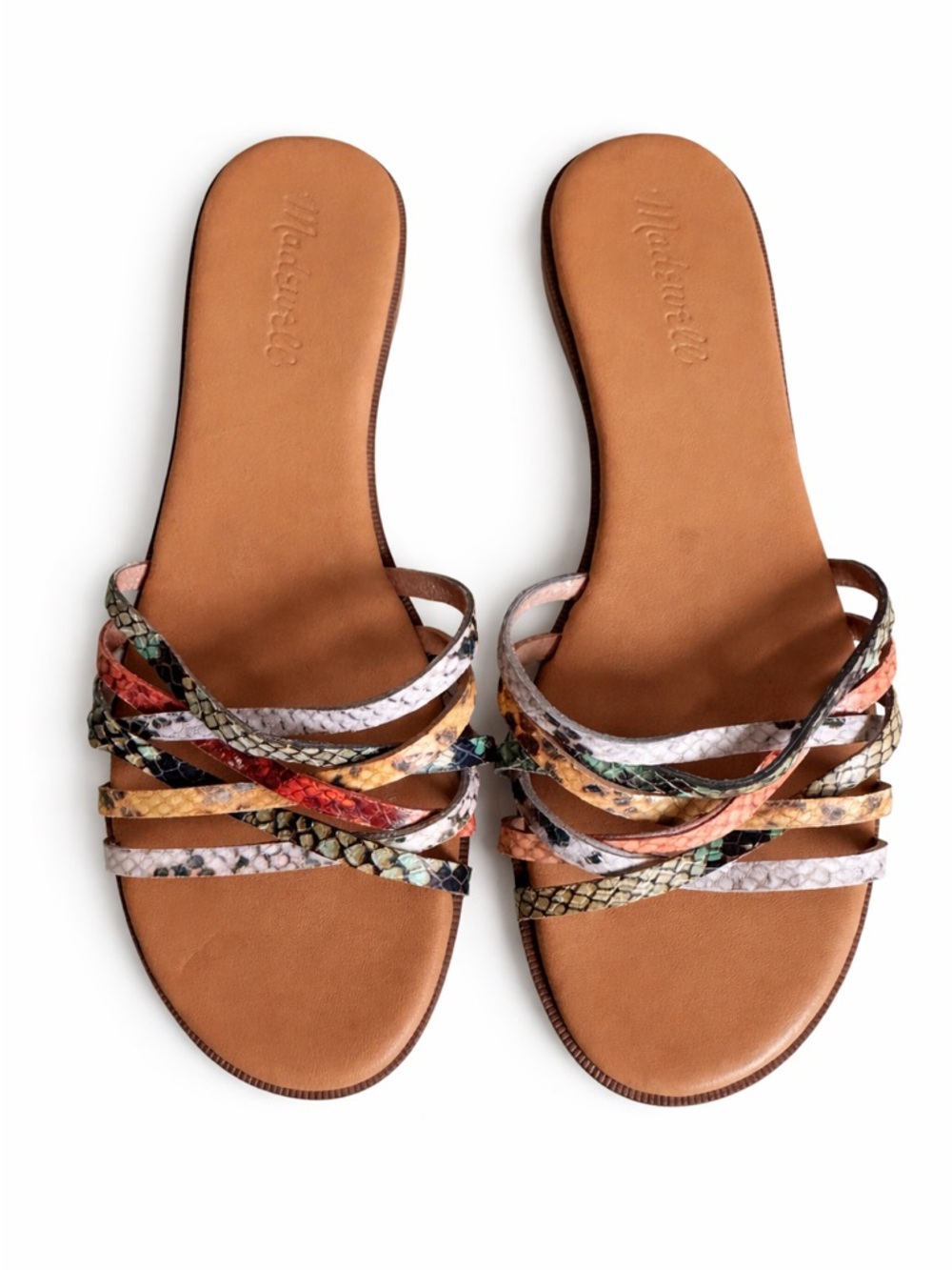 Madewell Snakeskin Strappy Slide Sandals Multicolor Leather Size 6.5